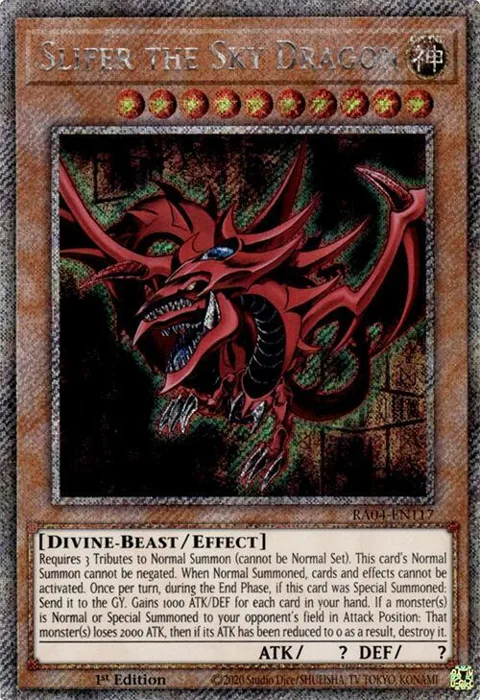 Slifer the Sky Dragon Platinum Secret Rare RA04-EN117 Yu-Gi-Oh card from Quarter Century Stampede