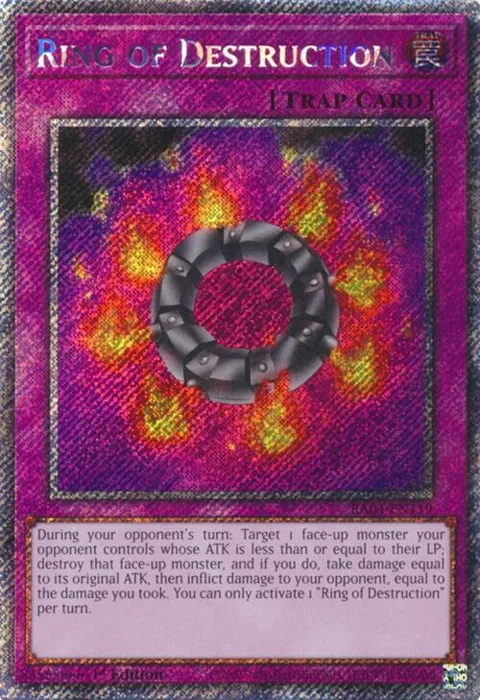 Ring of Destruction Platinum Secret Rare RA04-EN119 Yu-Gi-Oh card from Quarter Century Stampede