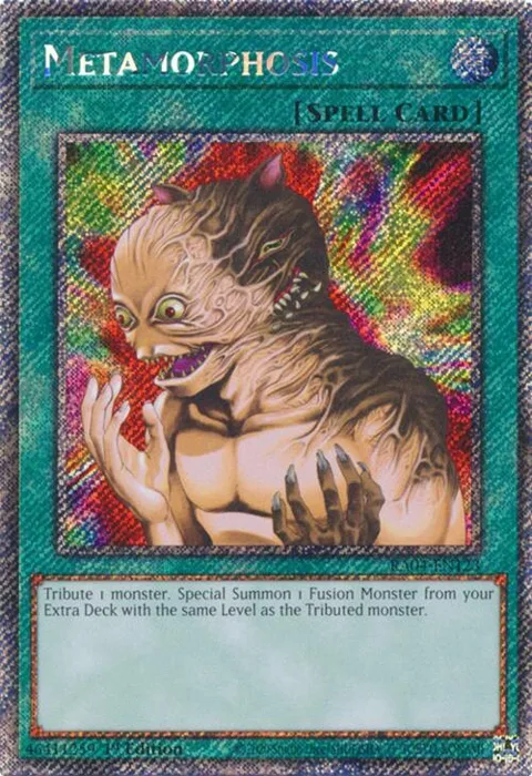 Metamorphosis Platinum Secret Rare RA04-EN123 Yu-Gi-Oh card from Quarter Century Stampede