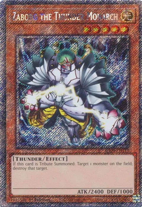 Zaborg the Thunder Monarch Platinum Secret Rare RA04-EN125 Yu-Gi-Oh card from Quarter Century Stampede