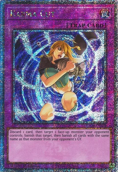 Karma Cut Quarter Century Secret Rare RA04-EN128 Yu-Gi-Oh card from Quarter Century Stampede