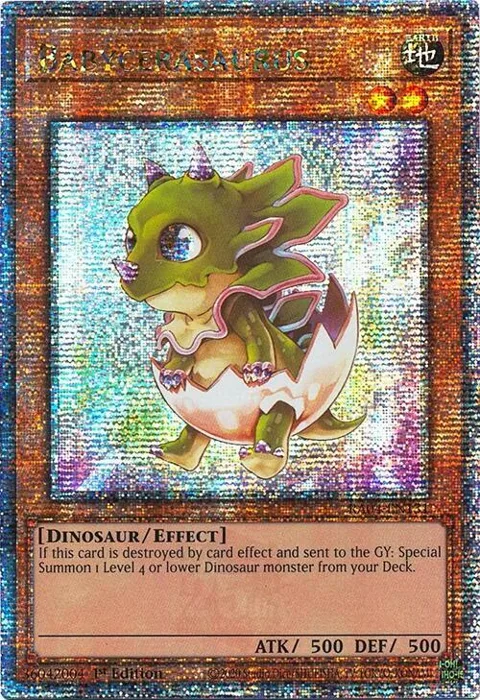 Babycerasaurus Quarter Century Secret Rare RA04-EN131 Yu-Gi-Oh card from Quarter Century Stampede