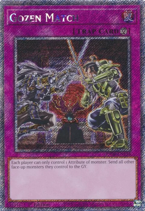Gozen Match Platinum Secret Rare RA04-EN134 Yu-Gi-Oh card from Quarter Century Stampede