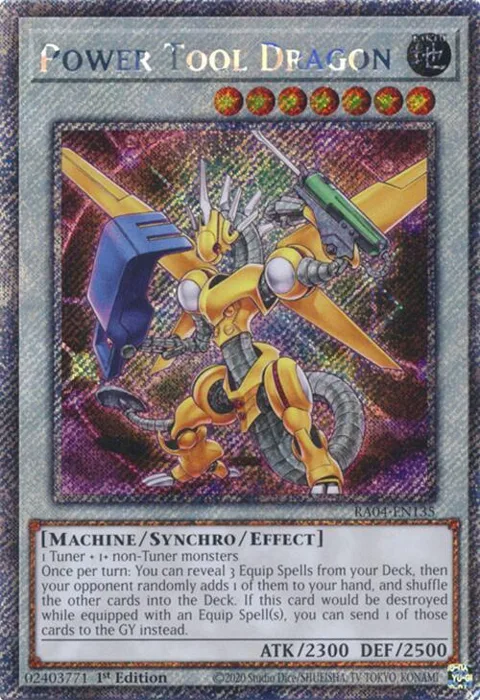 Power Tool Dragon Platinum Secret Rare RA04-EN135 Yu-Gi-Oh card from Quarter Century Stampede