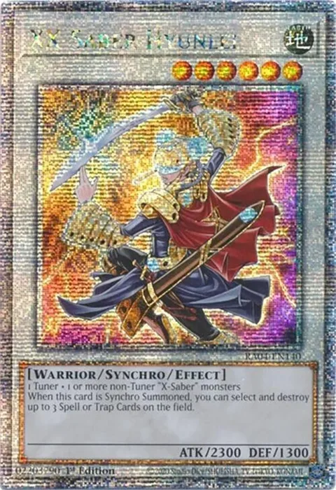 XX-Saber Hyunlei Quarter Century Secret Rare RA04-EN140 Yu-Gi-Oh card from Quarter Century Stampede