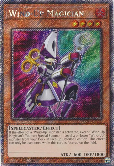 Wind-Up Magician Platinum Secret Rare RA04-EN153 Yu-Gi-Oh card from Quarter Century Stampede