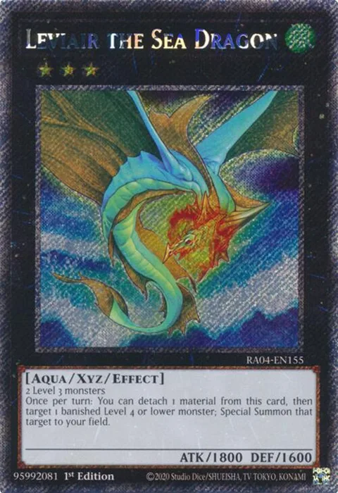 Leviair the Sea Dragon Platinum Secret Rare RA04-EN155 Yu-Gi-Oh card from Quarter Century Stampede