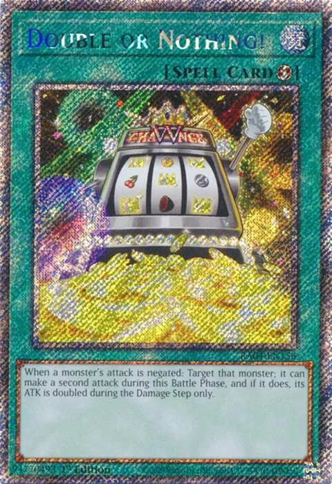 Double or Nothing! Platinum Secret Rare RA04-EN156 Yu-Gi-Oh card from Quarter Century Stampede