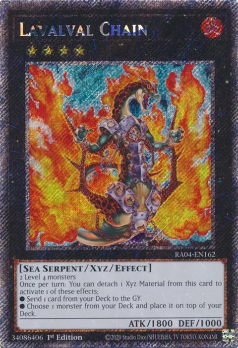 Lavalval Chain Platinum Secret Rare RA04-EN162 Yu-Gi-Oh card from Quarter Century Stampede