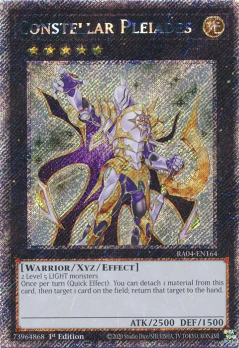 Constellar Pleiades Platinum Secret Rare RA04-EN164 Yu-Gi-Oh card from Quarter Century Stampede