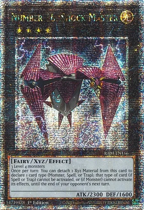 Number 16: Shock Master Quarter Century Secret Rare RA04-EN166 Yu-Gi-Oh card from Quarter Century Stampede