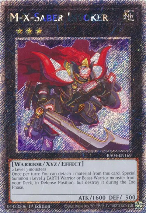 M-X-Saber Invoker Platinum Secret Rare RA04-EN169 Yu-Gi-Oh card from Quarter Century Stampede