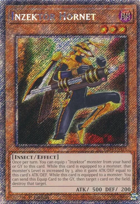 Inzektor Hornet Platinum Secret Rare RA04-EN171 Yu-Gi-Oh card from Quarter Century Stampede