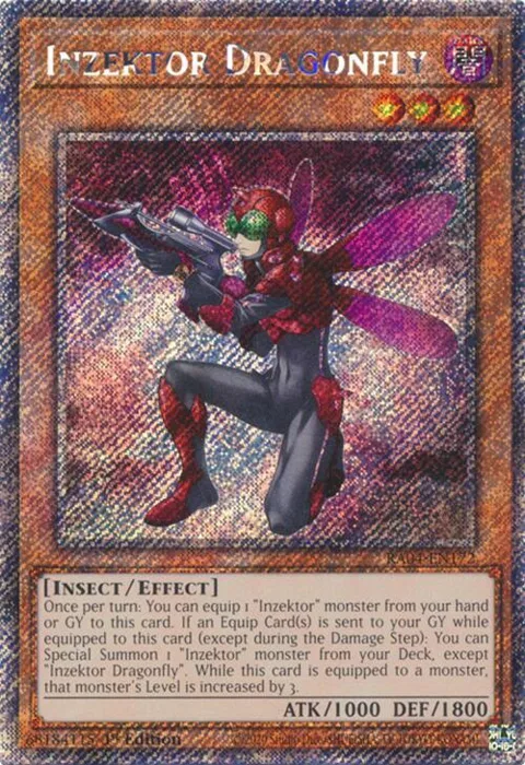 Inzektor Dragonfly Platinum Secret Rare RA04-EN172 Yu-Gi-Oh card from Quarter Century Stampede