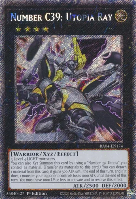Number C39: Utopia Ray Platinum Secret Rare RA04-EN174 Yu-Gi-Oh card from Quarter Century Stampede