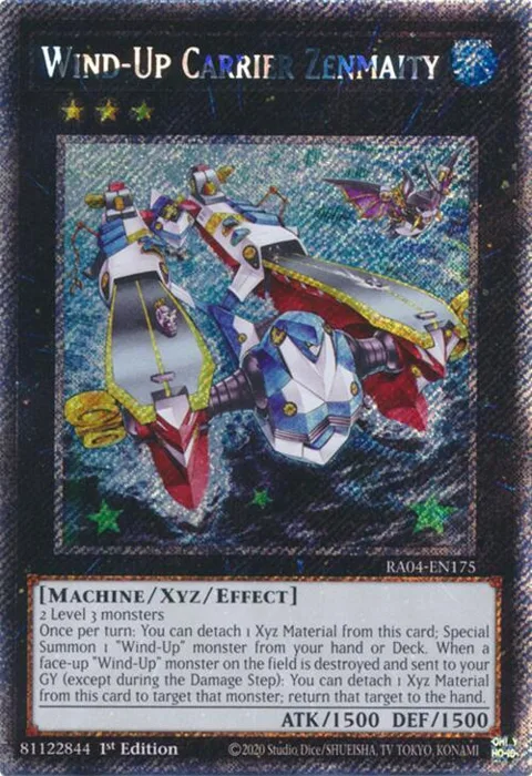 Wind-Up Carrier Zenmaity Platinum Secret Rare RA04-EN175 Yu-Gi-Oh card from Quarter Century Stampede