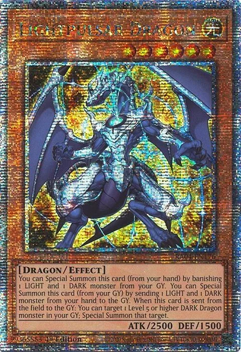 Lightpulsar Dragon Quarter Century Secret Rare RA04-EN176 Yu-Gi-Oh card from Quarter Century Stampede