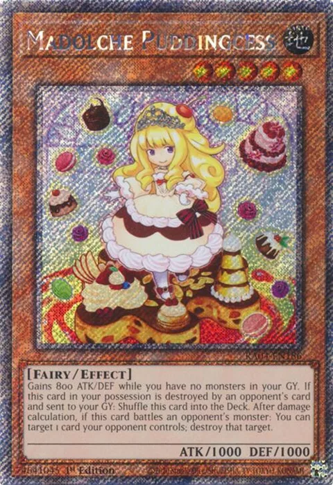 Madolche Puddingcess Platinum Secret Rare RA04-EN186 Yu-Gi-Oh card from Quarter Century Stampede