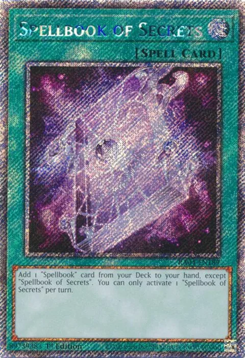 Spellbook of Secrets Platinum Secret Rare RA04-EN189 Yu-Gi-Oh card from Quarter Century Stampede