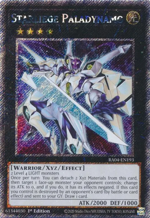 Starliege Paladynamo Platinum Secret Rare RA04-EN193 Yu-Gi-Oh card from Quarter Century Stampede