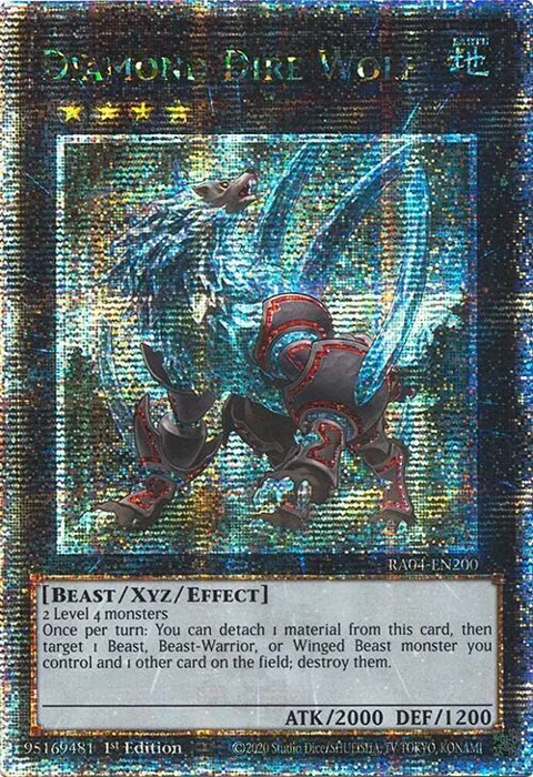 Diamond Dire Wolf Quarter Century Secret Rare RA04-EN200 Yu-Gi-Oh card from Quarter Century Stampede