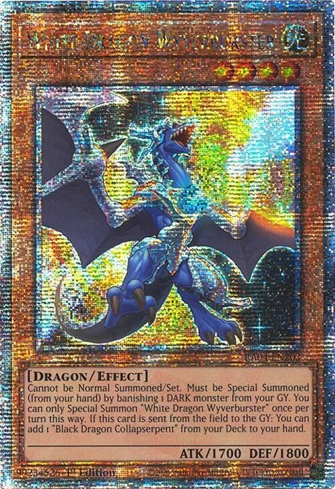White Dragon Wyverburster Quarter Century Secret Rare RA04-EN203 Yu-Gi-Oh card from Quarter Century Stampede