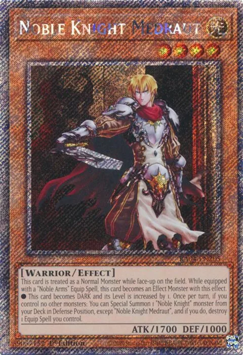 Noble Knight Medraut Platinum Secret Rare RA04-EN205 Yu-Gi-Oh card from Quarter Century Stampede