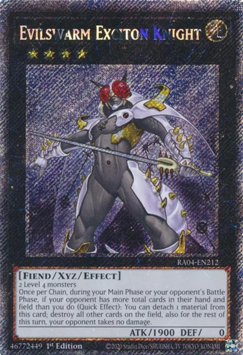Evilswarm Exciton Knight Platinum Secret Rare RA04-EN212 Yu-Gi-Oh card from Quarter Century Stampede