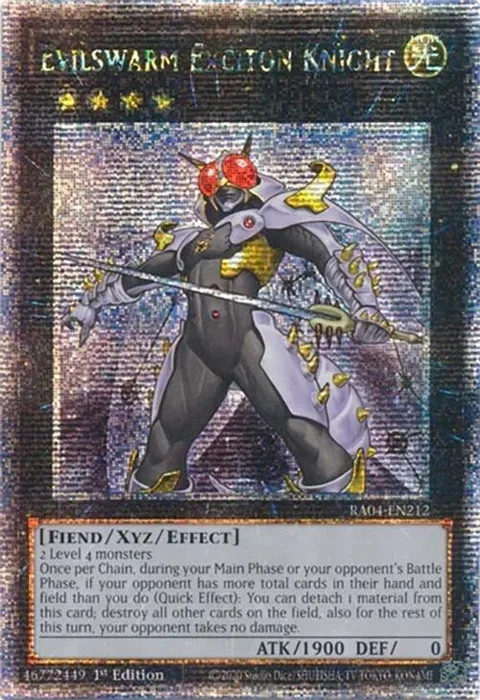 Evilswarm Exciton Knight Quarter Century Secret Rare RA04-EN212 Yu-Gi-Oh card from Quarter Century Stampede
