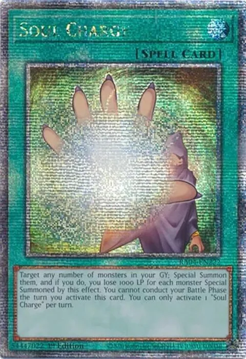 Soul Charge Quarter Century Secret Rare RA04-EN222 Yu-Gi-Oh card from Quarter Century Stampede