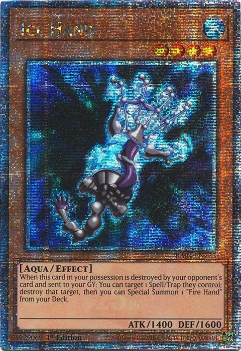 Ice Hand Quarter Century Secret Rare RA04-EN225 Yu-Gi-Oh card from Quarter Century Stampede