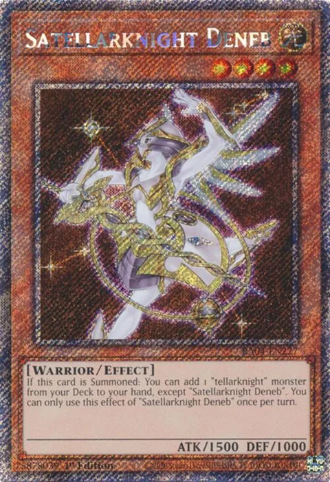 Satellarknight Deneb Platinum Secret Rare RA04-EN227 Yu-Gi-Oh card from Quarter Century Stampede