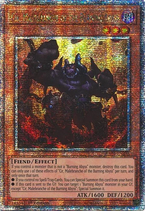 Cir, Malebranche of the Burning Abyss Quarter Century Secret Rare RA04-EN235 Yu-Gi-Oh card from Quarter Century Stampede