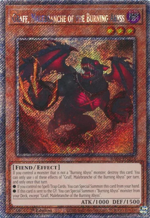 Graff, Malebranche of the Burning Abyss Platinum Secret Rare RA04-EN234 Yu-Gi-Oh card from Quarter Century Stampede