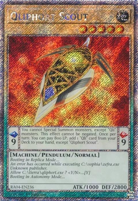 Qliphort Scout Platinum Secret Rare RA04-EN236 Yu-Gi-Oh card from Quarter Century Stampede