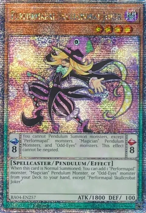 Performapal Skullcrobat Joker Quarter Century Secret Rare RA04-EN257 Yu-Gi-Oh card from Quarter Century Stampede