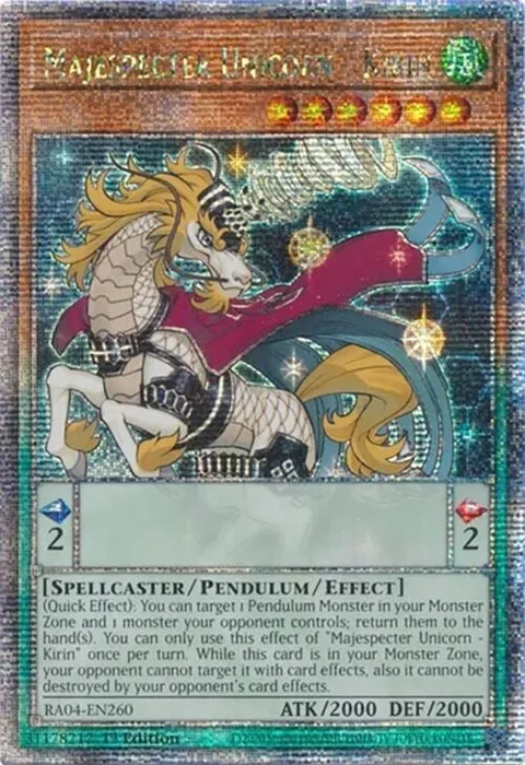 Majespecter Unicorn - Kirin Quarter Century Secret Rare RA04-EN260 Yu-Gi-Oh card from Quarter Century Stampede