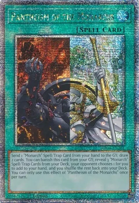 Pantheism of the Monarchs Quarter Century Secret Rare RA04-EN261 Yu-Gi-Oh card from Quarter Century Stampede
