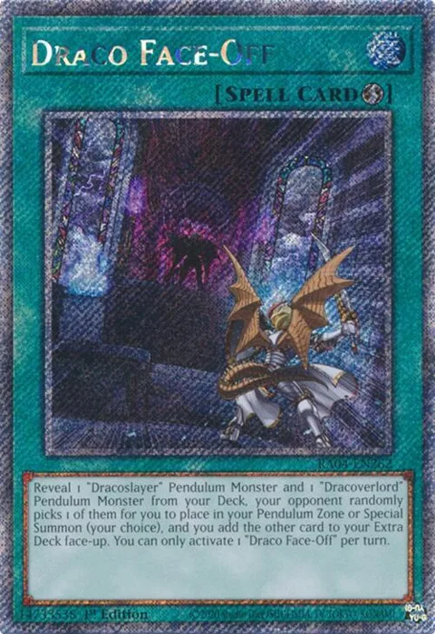 Draco Face-Off Platinum Secret Rare RA04-EN262 Yu-Gi-Oh card from Quarter Century Stampede