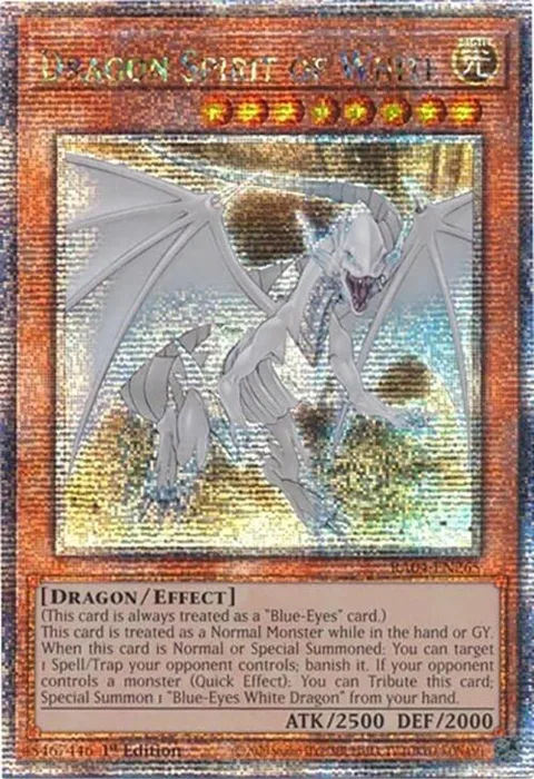 Dragon Spirit of White Quarter Century Secret Rare RA04-EN265 Yu-Gi-Oh card from Quarter Century Stampede