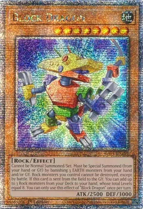 Block Dragon Quarter Century Secret Rare RA04-EN268 Yu-Gi-Oh card from Quarter Century Stampede