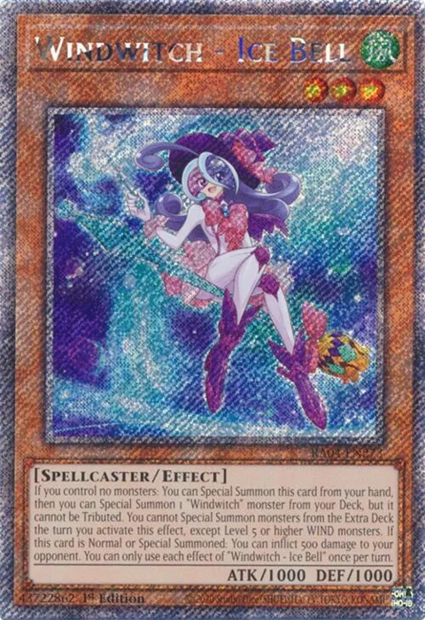 Windwitch - Ice Bell Platinum Secret Rare RA04-EN273 Yu-Gi-Oh card from Quarter Century Stampede