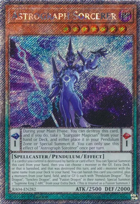 Astrograph Sorcerer Platinum Secret Rare RA04-EN282 Yu-Gi-Oh card from Quarter Century Stampede