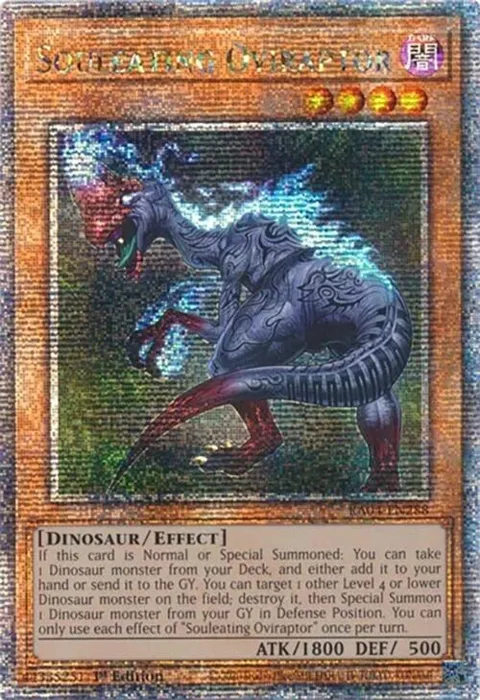 Souleating Oviraptor Quarter Century Secret Rare RA04-EN288 Yu-Gi-Oh card from Quarter Century Stampede