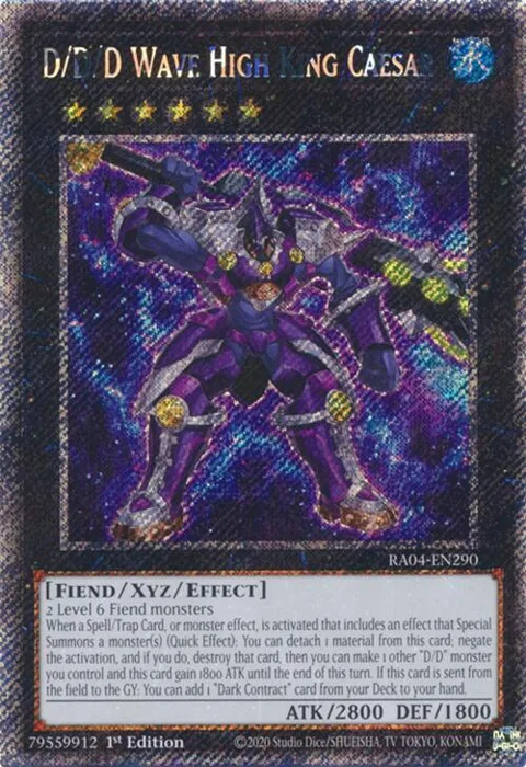 D/D/D Wave High King Caesar Platinum Secret Rare RA04-EN290 Yu-Gi-Oh card from Quarter Century Stampede