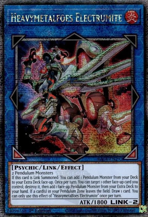 Heavymetalfoes Electrumite Quarter Century Secret Rare RA04-EN292 Yu-Gi-Oh card from Quarter Century Stampede