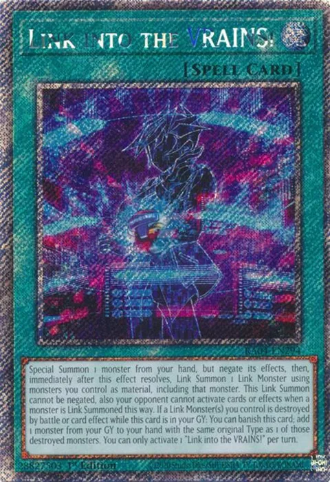 Link into the VRAINS! Platinum Secret Rare RA04-EN294 Yu-Gi-Oh card from Quarter Century Stampede