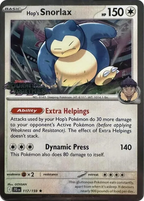 Hop's Snorlax - 117/159 Cosmos Holo #117/159 Holofoil Pokémon card from Miscellaneous Cards & Products