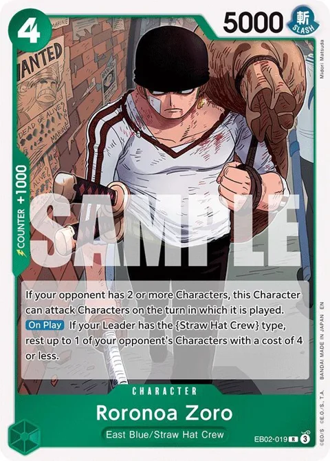 Roronoa Zoro EB02-019 One Piece card from Extra Booster: Anime 25th Collection