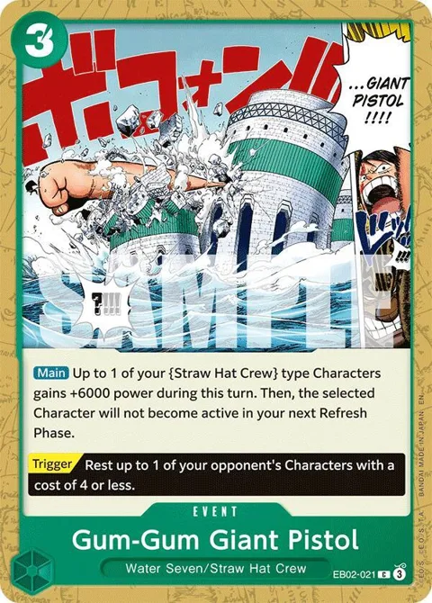 Gum-Gum Giant Pistol EB02-021 One Piece card from Extra Booster: Anime 25th Collection
